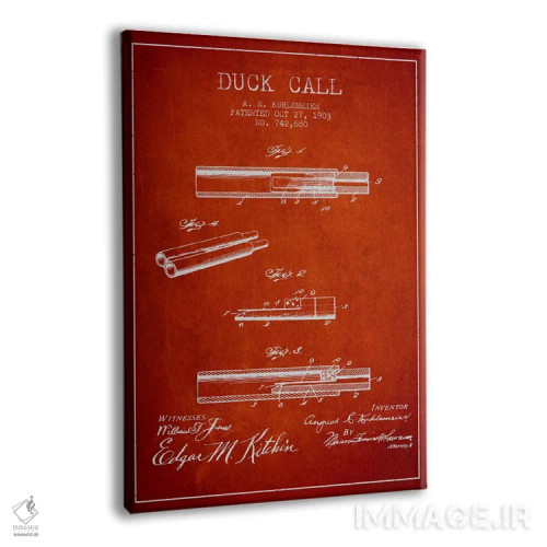 تابلو نقشهٔ پتنت سوت اردک (قرمز) اثر پیکسل کهنه (استودیو/نام هنری) - نمای پرسپکتیو محصول