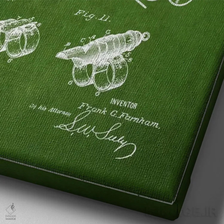 تابلو نقشهٔ پتنت سوت ۱ (سبز) اثر پیکسل کهنه (استودیو/نام هنری) - نمای نزدیک بافت بوم