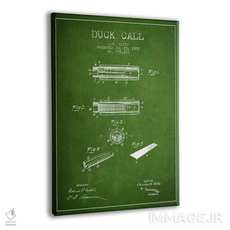 تابلو نقشهٔ پتنت سوت اردک ۲ (سبز) اثر پیکسل کهنه (استودیو/نام هنری) - نمای پرسپکتیو محصول