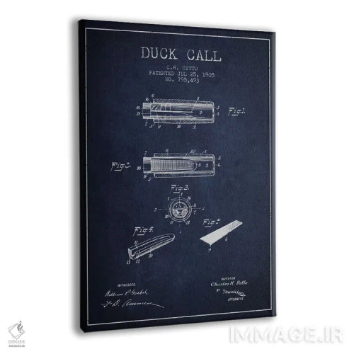 تابلو نقشهٔ پتنت سوت اردک ۲ (آبی نفتی) اثر پیکسل کهنه (استودیو/نام هنری) - نمای پرسپکتیو محصول