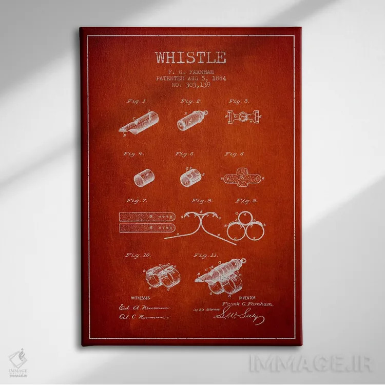 تابلو نقشهٔ پتنت سوت ۱ (قرمز) اثر پیکسل کهنه (استودیو/نام هنری) - نمای روبهرو روی دیوار