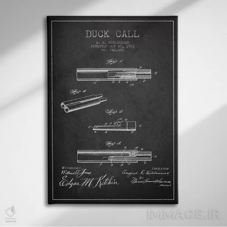 تابلو نقشهٔ پتنت سوت اردک (ذغالی) اثر پیکسل کهنه (استودیو/نام هنری) - نمای روبهرو روی دیوار