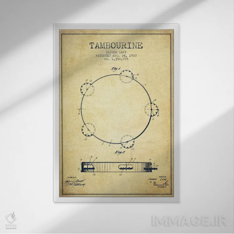 تابلو نقشهٔ پتنت دایره زنگی (قدیمی) اثر پیکسل کهنه (استودیو/نام هنری) - نمای قابدار سفید