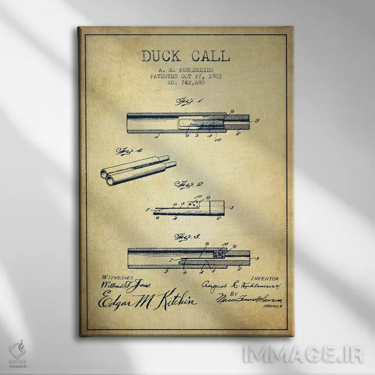 تابلو نقشهٔ پتنت سوت اردک (قدیمی) اثر پیکسل کهنه (استودیو/نام هنری) - نمای روبهرو روی دیوار