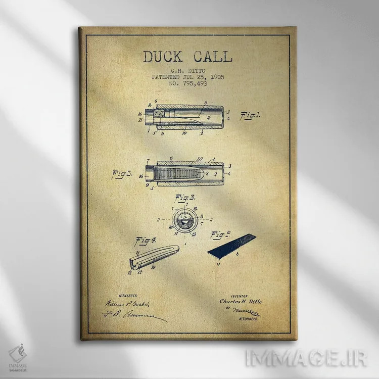 تابلو نقشهٔ پتنت سوت اردک ۲ (قدیمی) اثر پیکسل کهنه (استودیو/نام هنری) - نمای روبهرو روی دیوار