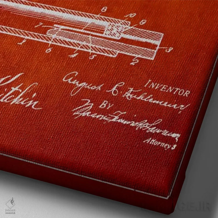 تابلو نقشهٔ پتنت سوت اردک (قرمز) اثر پیکسل کهنه (استودیو/نام هنری) - نمای نزدیک بافت بوم