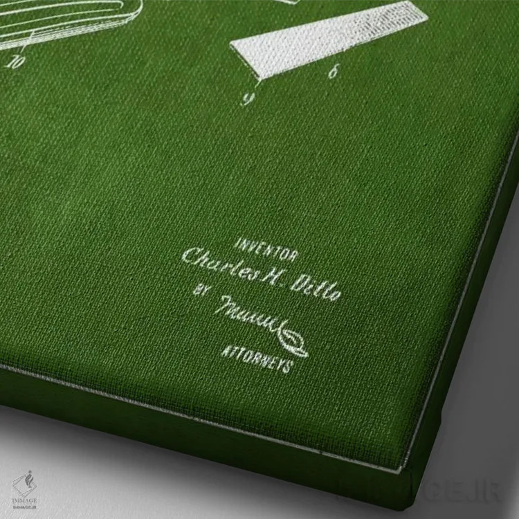 تابلو نقشهٔ پتنت سوت اردک ۲ (سبز) اثر پیکسل کهنه (استودیو/نام هنری) - نمای نزدیک بافت بوم