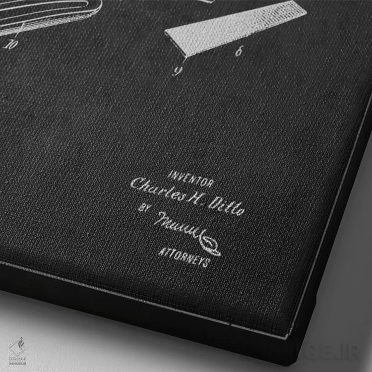 تابلو نقشهٔ پتنت سوت اردک ۲ (ذغالی) اثر پیکسل کهنه (استودیو/نام هنری) - نمای نزدیک بافت بوم