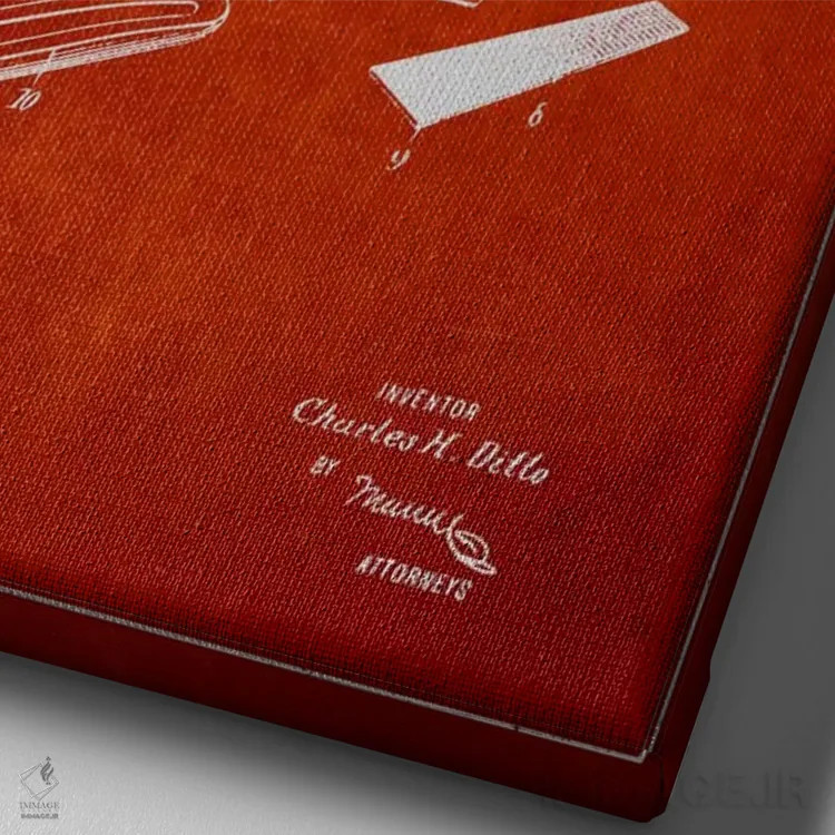 تابلو نقشهٔ پتنت سوت اردک ۲ (قرمز) اثر پیکسل کهنه (استودیو/نام هنری) - نمای نزدیک بافت بوم