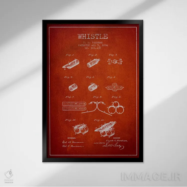 تابلو نقشهٔ پتنت سوت ۱ (قرمز) اثر پیکسل کهنه (استودیو/نام هنری) - نمای قابدار مشکی