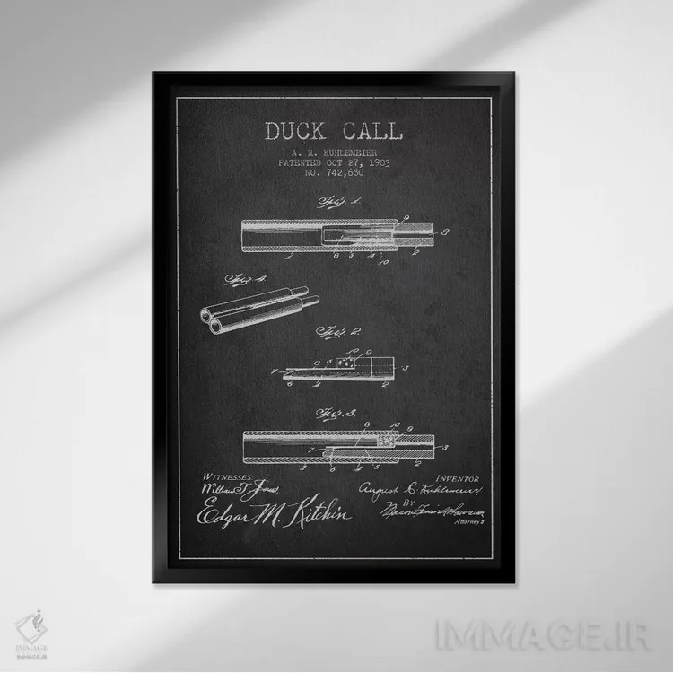 تابلو نقشهٔ پتنت سوت اردک (ذغالی) اثر پیکسل کهنه (استودیو/نام هنری) - نمای قابدار مشکی