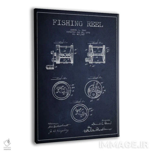 تابلو نقشهٔ حقامتیاز قرقره ماهیگیری سرمهای اثر پیکسل کهنه (استودیو/نام هنری) - نمای پرسپکتیو محصول