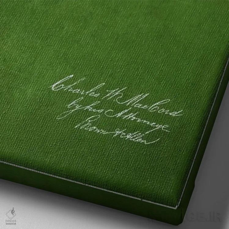 تابلو نقشهٔ پتنت چرخ ماهیگیری (سبز) اثر پیکسل کهنه (استودیو/نام هنری) - نمای نزدیک بافت بوم