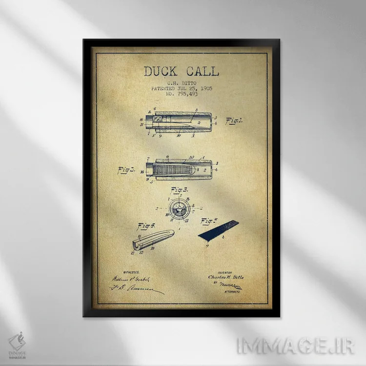 تابلو نقشهٔ پتنت سوت اردک ۲ (قدیمی) اثر پیکسل کهنه (استودیو/نام هنری) - نمای قابدار مشکی