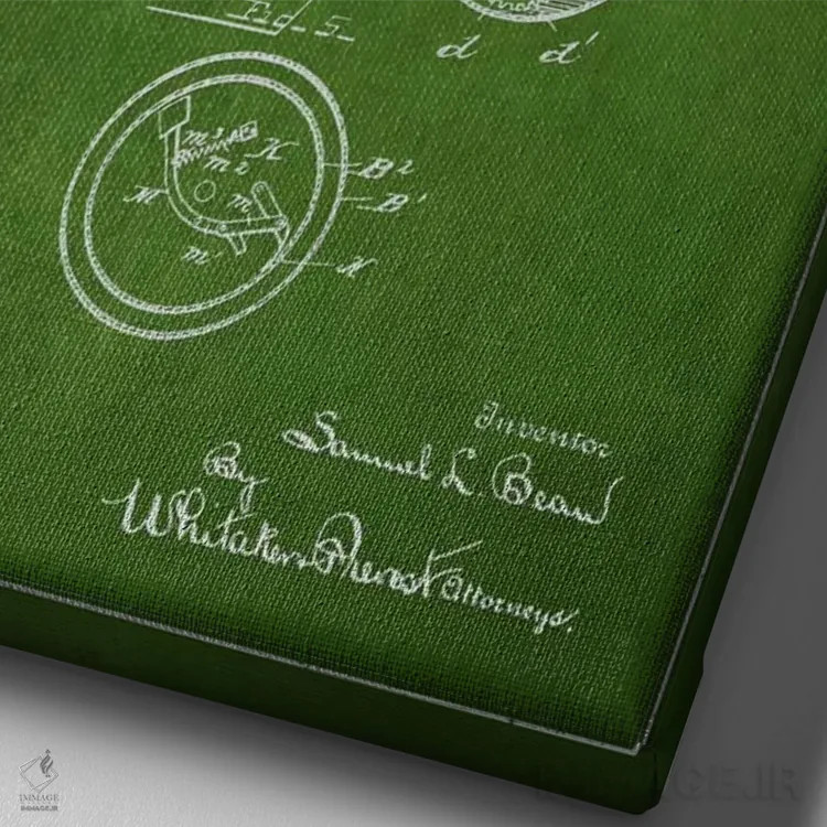 تابلو نقشهٔ حقامتیاز قرقره ماهیگیری سبز اثر پیکسل کهنه (استودیو/نام هنری) - نمای نزدیک بافت بوم