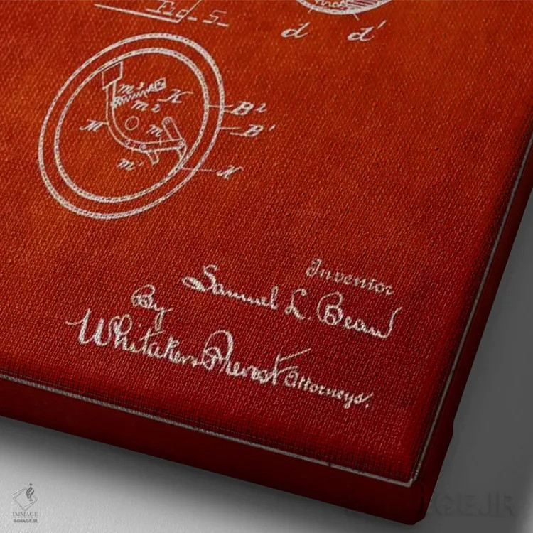 تابلو نقشهٔ حقامتیاز قرقره ماهیگیری قرمز اثر پیکسل کهنه (استودیو/نام هنری) - نمای نزدیک بافت بوم