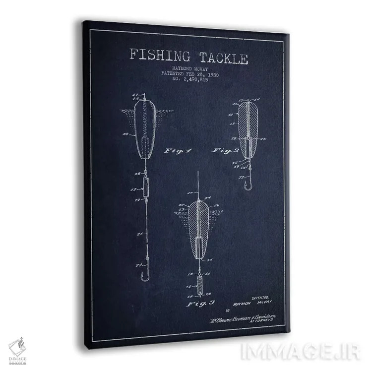 تابلو نقشهٔ حقامتیاز لوازم ماهیگیری سرمهای اثر پیکسل کهنه (استودیو/نام هنری) - نمای پرسپکتیو محصول