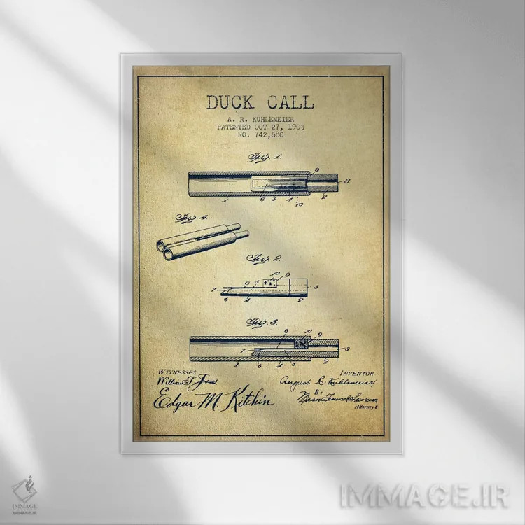 تابلو نقشهٔ پتنت سوت اردک (قدیمی) اثر پیکسل کهنه (استودیو/نام هنری) - نمای قابدار سفید