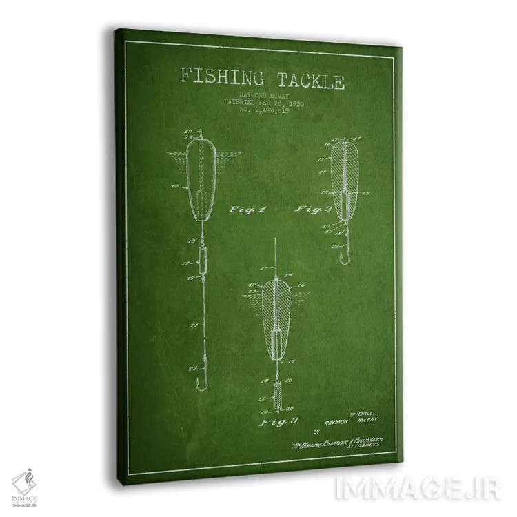 تابلو نقشهٔ حقامتیاز لوازم ماهیگیری سبز اثر پیکسل کهنه (استودیو/نام هنری) - نمای پرسپکتیو محصول