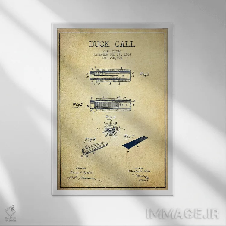 تابلو نقشهٔ پتنت سوت اردک ۲ (قدیمی) اثر پیکسل کهنه (استودیو/نام هنری) - نمای قابدار سفید