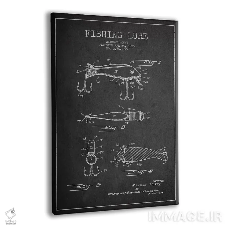 تابلو نقشهٔ حقامتیاز لوازم ماهیگیری تیره اثر پیکسل کهنه (استودیو/نام هنری) - نمای پرسپکتیو محصول