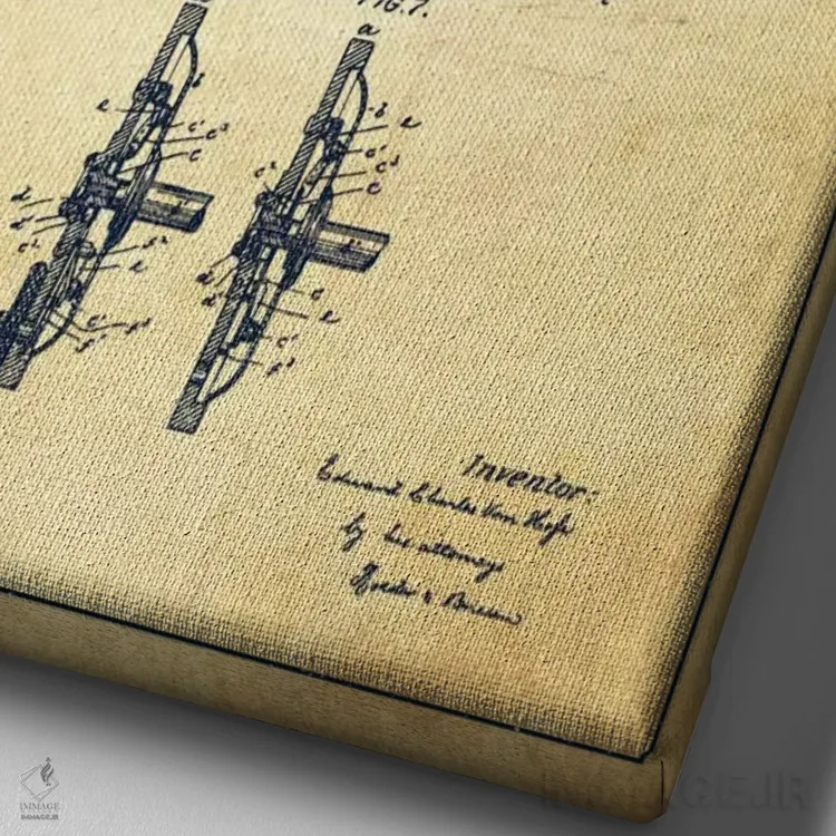 تابلو نقشهٔ حقامتیاز قرقره ماهیگیری کلاسیک اثر پیکسل کهنه (استودیو/نام هنری) - نمای نزدیک بافت بوم