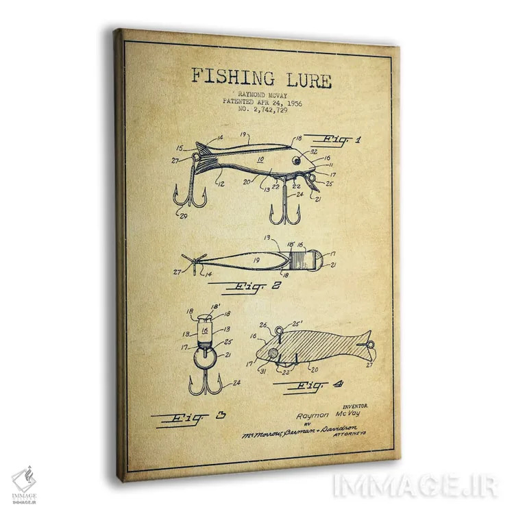 تابلو نقشهٔ حقامتیاز لوازم ماهیگیری کلاسیک اثر پیکسل کهنه (استودیو/نام هنری) - نمای پرسپکتیو محصول