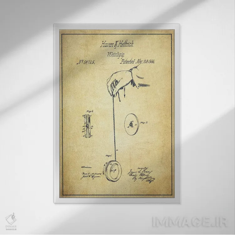 تابلو نقشهٔ حقامتیاز یویوی کلاسیک اثر پیکسل کهنه (استودیو/نام هنری) - نمای قابدار سفید