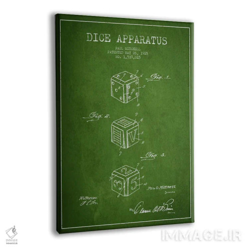 تابلو نقشهٔ حقامتیاز تاس سبز اثر پیکسل کهنه (استودیو/نام هنری) - نمای پرسپکتیو محصول