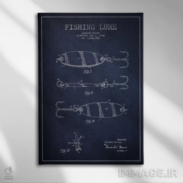 تابلو نقشهٔ حقامتیاز لوازم ماهیگیری سرمهای اثر پیکسل کهنه (استودیو/نام هنری) - نمای روبهرو روی دیوار