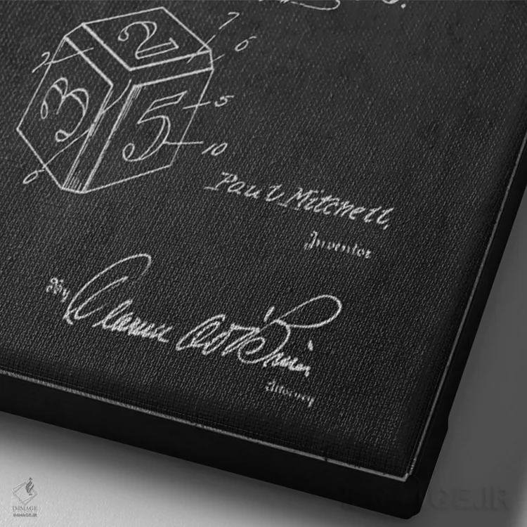 تابلو نقشهٔ حقامتیاز تاس تیره اثر پیکسل کهنه (استودیو/نام هنری) - نمای نزدیک بافت بوم