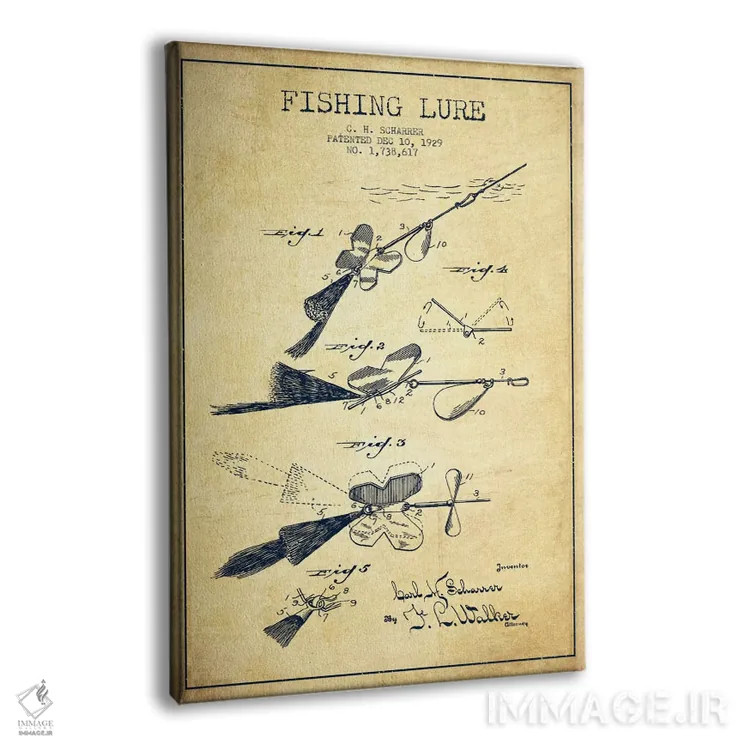 تابلو نقشهٔ حقامتیاز لوازم ماهیگیری کلاسیک اثر پیکسل کهنه (استودیو/نام هنری) - نمای پرسپکتیو محصول