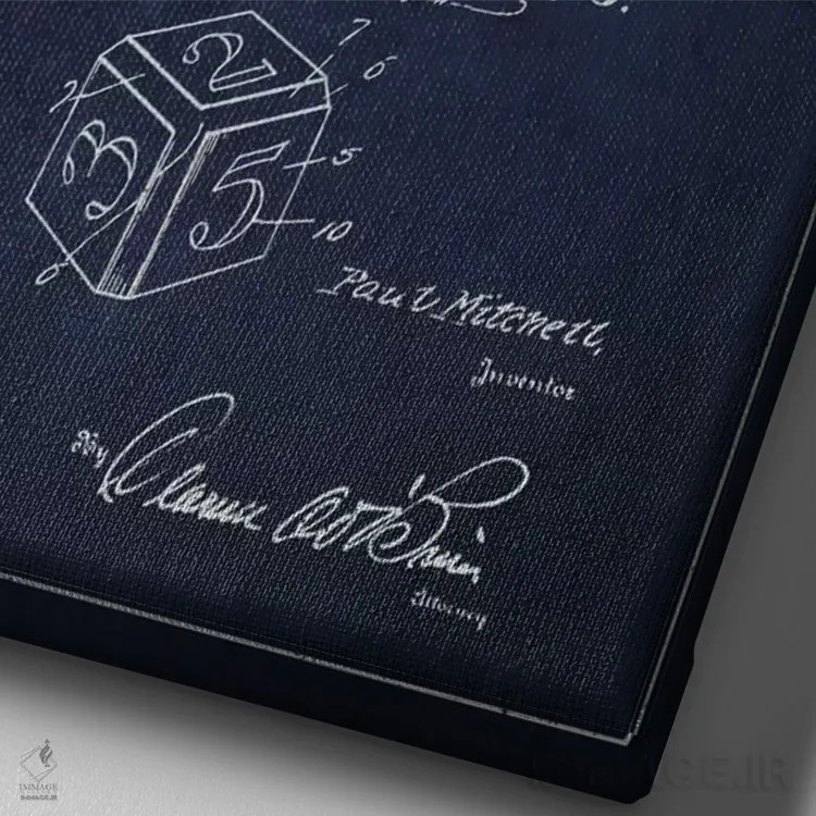 تابلو نقشهٔ حقامتیاز تاس سرمهای اثر پیکسل کهنه (استودیو/نام هنری) - نمای نزدیک بافت بوم