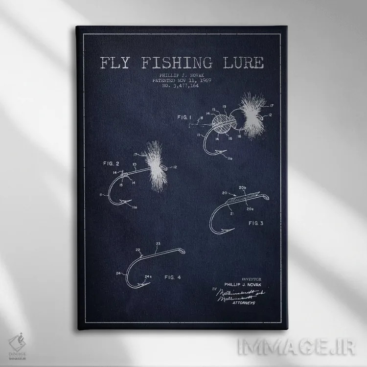 تابلو نقشهٔ حقامتیاز لوازم ماهیگیری سرمهای اثر پیکسل کهنه (استودیو/نام هنری) - نمای روبهرو روی دیوار