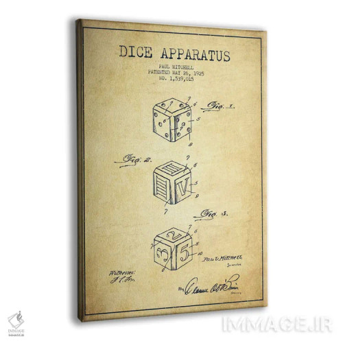 تابلو نقشهٔ حقامتیاز تاس کلاسیک اثر پیکسل کهنه (استودیو/نام هنری) - نمای پرسپکتیو محصول