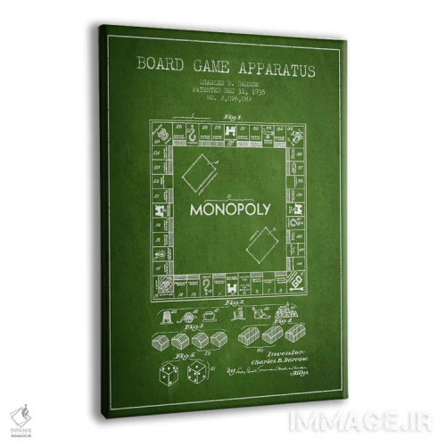 تابلو نقشهٔ حقامتیاز مونوپولی سبز اثر پیکسل کهنه (استودیو/نام هنری) - نمای پرسپکتیو محصول