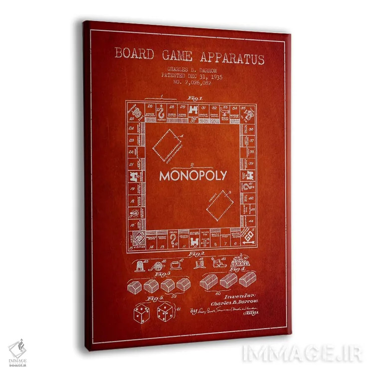 تابلو نقشهٔ حقامتیاز مونوپولی قرمز اثر پیکسل کهنه (استودیو/نام هنری) - نمای پرسپکتیو محصول