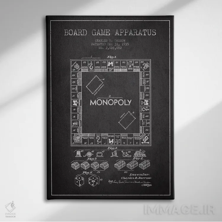 تابلو نقشهٔ حقامتیاز مونوپولی زغالسنگی اثر پیکسل کهنه (استودیو/نام هنری) - نمای روبهرو روی دیوار