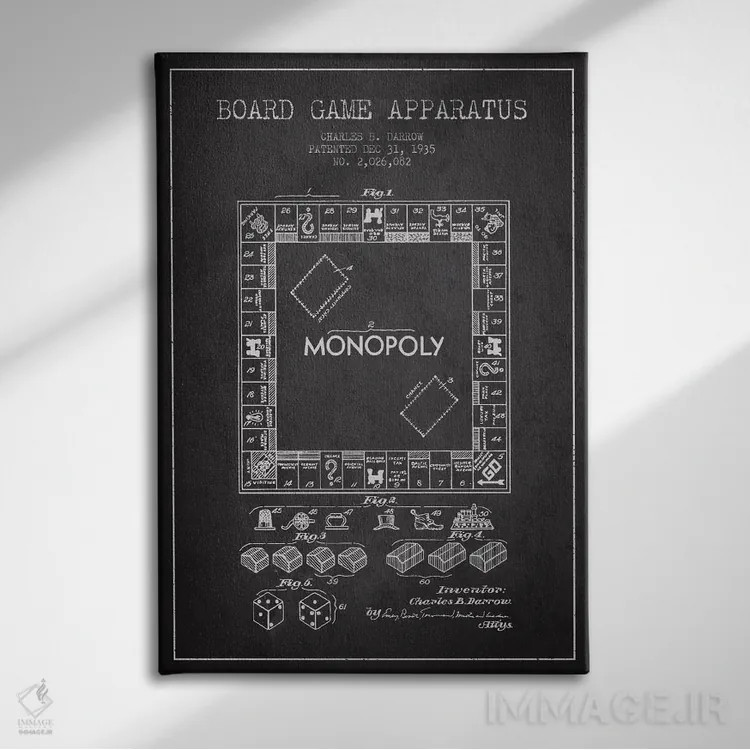 تابلو نقشهٔ حقامتیاز مونوپولی زغالسنگی اثر پیکسل کهنه (استودیو/نام هنری) - نمای روبهرو روی دیوار