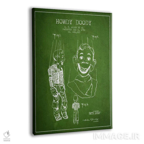 تابلو نقشهٔ ثبت اختراع هاودی دودی سبز اثر پیکسل کهنه (استودیو/نام هنری) - نمای پرسپکتیو محصول