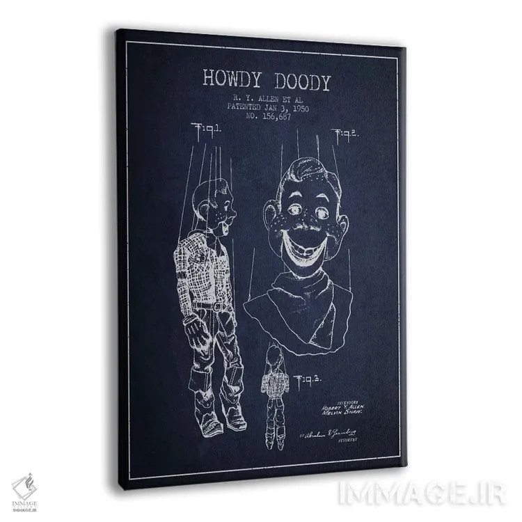 تابلو نقشهٔ ثبت اختراع هاودی دودی سرمهای اثر پیکسل کهنه (استودیو/نام هنری) - نمای پرسپکتیو محصول