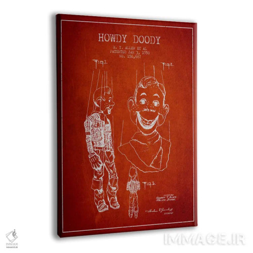 تابلو نقشهٔ ثبت اختراع هاودی دودی قرمز اثر پیکسل کهنه (استودیو/نام هنری) - نمای پرسپکتیو محصول