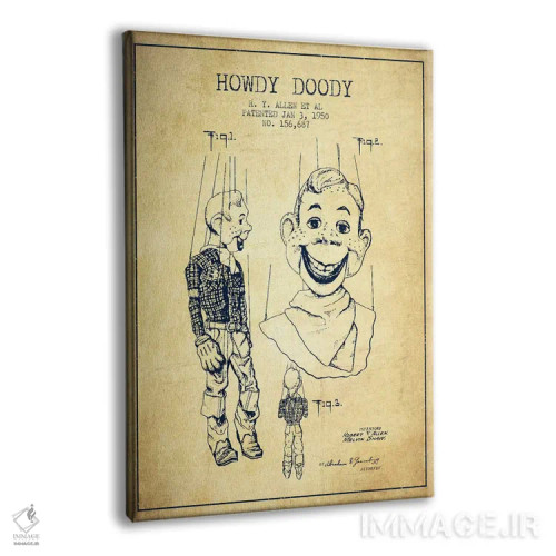 تابلو نقشهٔ ثبت اختراع هاودی دودی قدیمی اثر پیکسل کهنه (استودیو/نام هنری) - نمای پرسپکتیو محصول