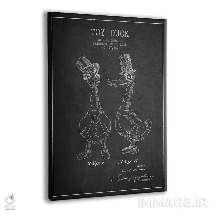 تابلو نقشهٔ ثبت اختراع اردک نر تیره اثر پیکسل کهنه (استودیو/نام هنری) - نمای پرسپکتیو محصول