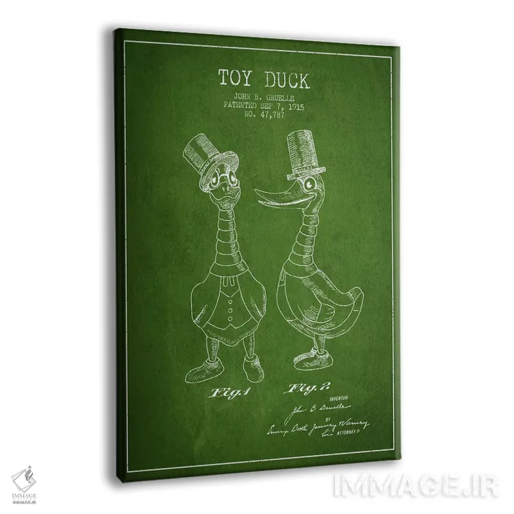 تابلو نقشهٔ ثبت اختراع اردک نر سبز اثر پیکسل کهنه (استودیو/نام هنری) - نمای پرسپکتیو محصول