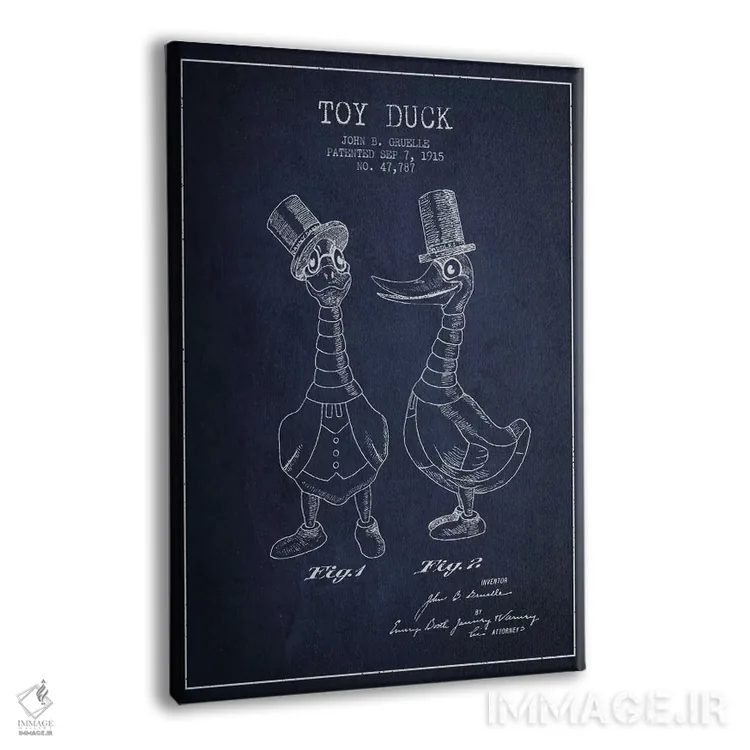 تابلو نقشهٔ ثبت اختراع اردک نر سرمهای اثر پیکسل کهنه (استودیو/نام هنری) - نمای پرسپکتیو محصول