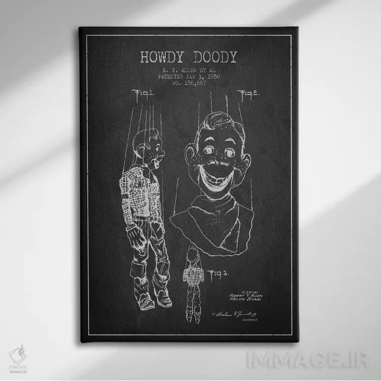 تابلو نقشهٔ حقامتیاز هاودی دودو تیره (عروسک تلویزیونی) اثر پیکسل کهنه (استودیو/نام هنری) - نمای روبهرو روی دیوار