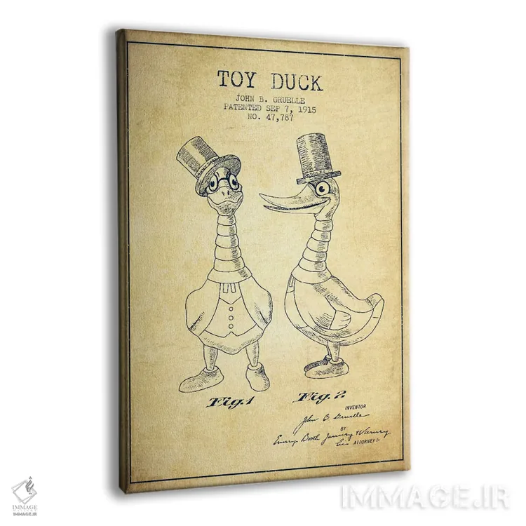 تابلو نقشهٔ ثبت اختراع اردک نر قدیمی اثر پیکسل کهنه (استودیو/نام هنری) - نمای پرسپکتیو محصول