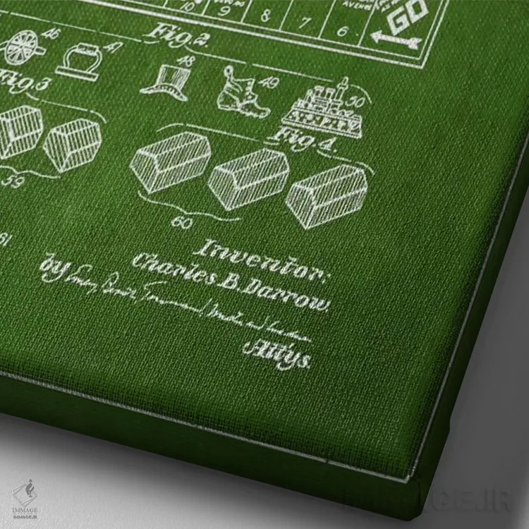 تابلو نقشهٔ حقامتیاز مونوپولی سبز اثر پیکسل کهنه (استودیو/نام هنری) - نمای نزدیک بافت بوم