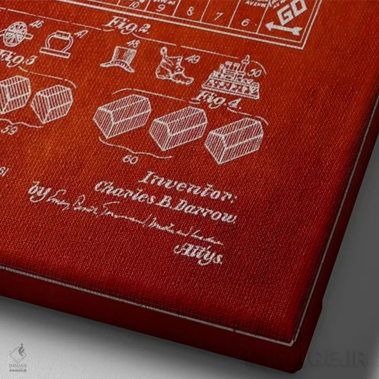 تابلو نقشهٔ حقامتیاز مونوپولی قرمز اثر پیکسل کهنه (استودیو/نام هنری) - نمای نزدیک بافت بوم